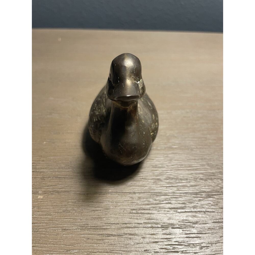 Vintage Brass Duck Figurine Paperweight Mid Century Bird Decor